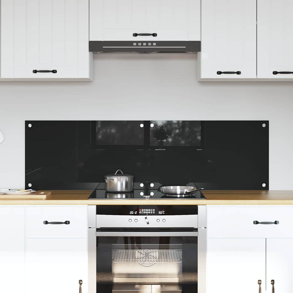 Vidaxxl paroi arrière de cuisine 2 pcs noir 70 x 40 cm verre trempé
