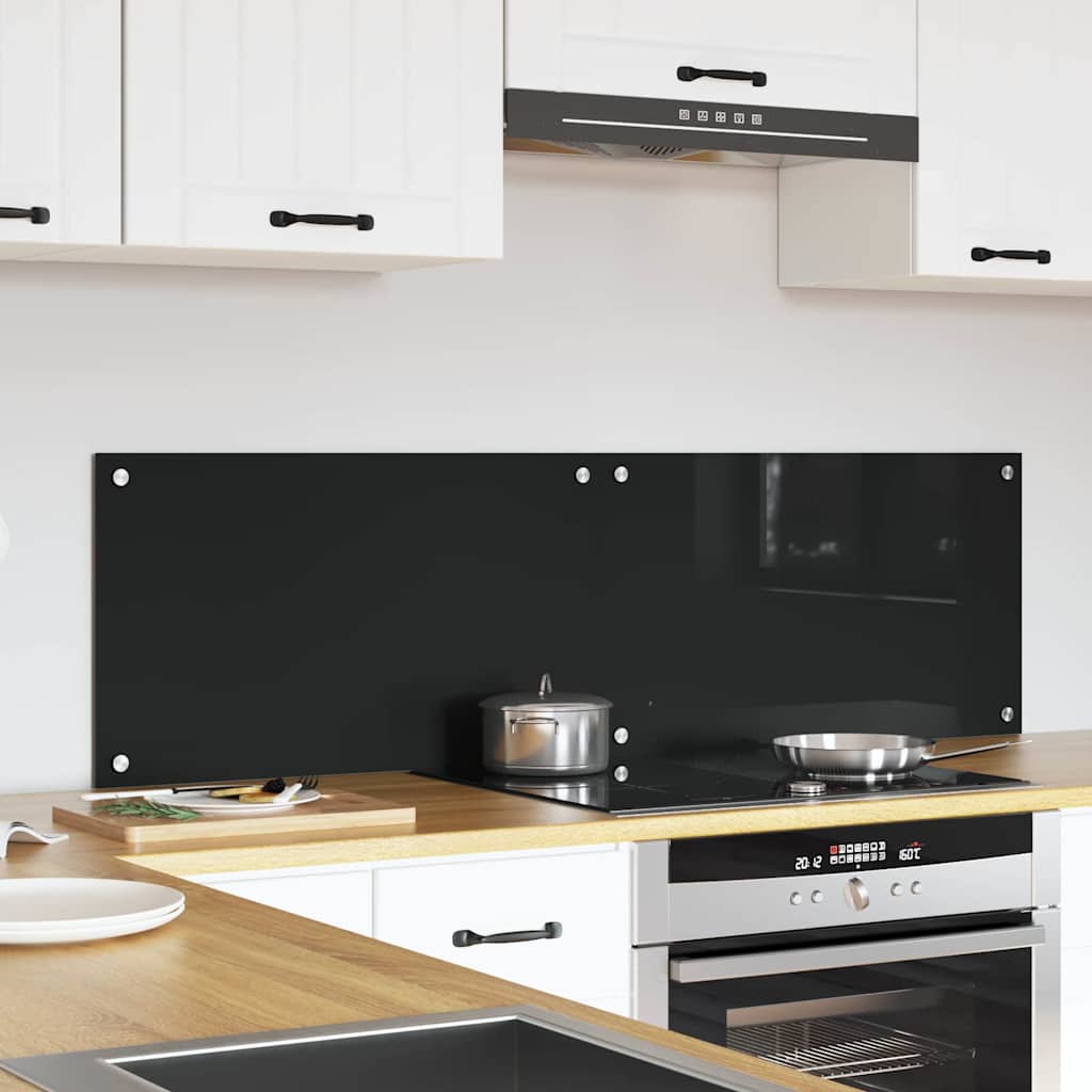 Vidaxxl paroi arrière de cuisine 2 pcs noir 70 x 40 cm verre trempé