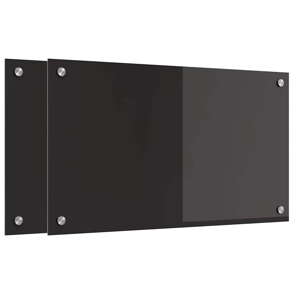 Vidaxxl paroi arrière de cuisine 2 pcs noir 70 x 40 cm verre trempé