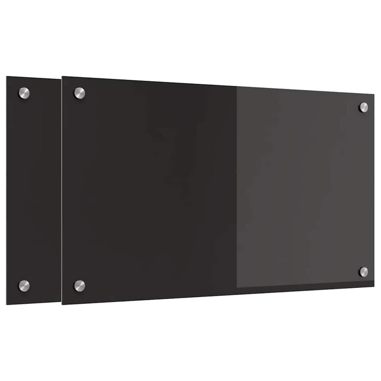 Vidaxxl paroi arrière de cuisine 2 pcs noir 70 x 40 cm verre trempé