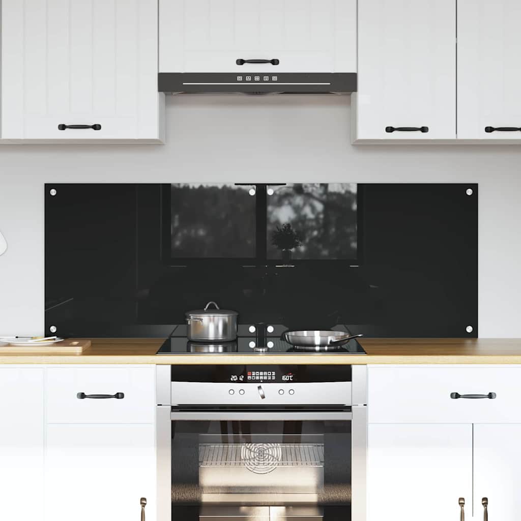 VidaXL paroi arrière de cuisine 2 pcs noir 70 x 50 cm verre trempé
