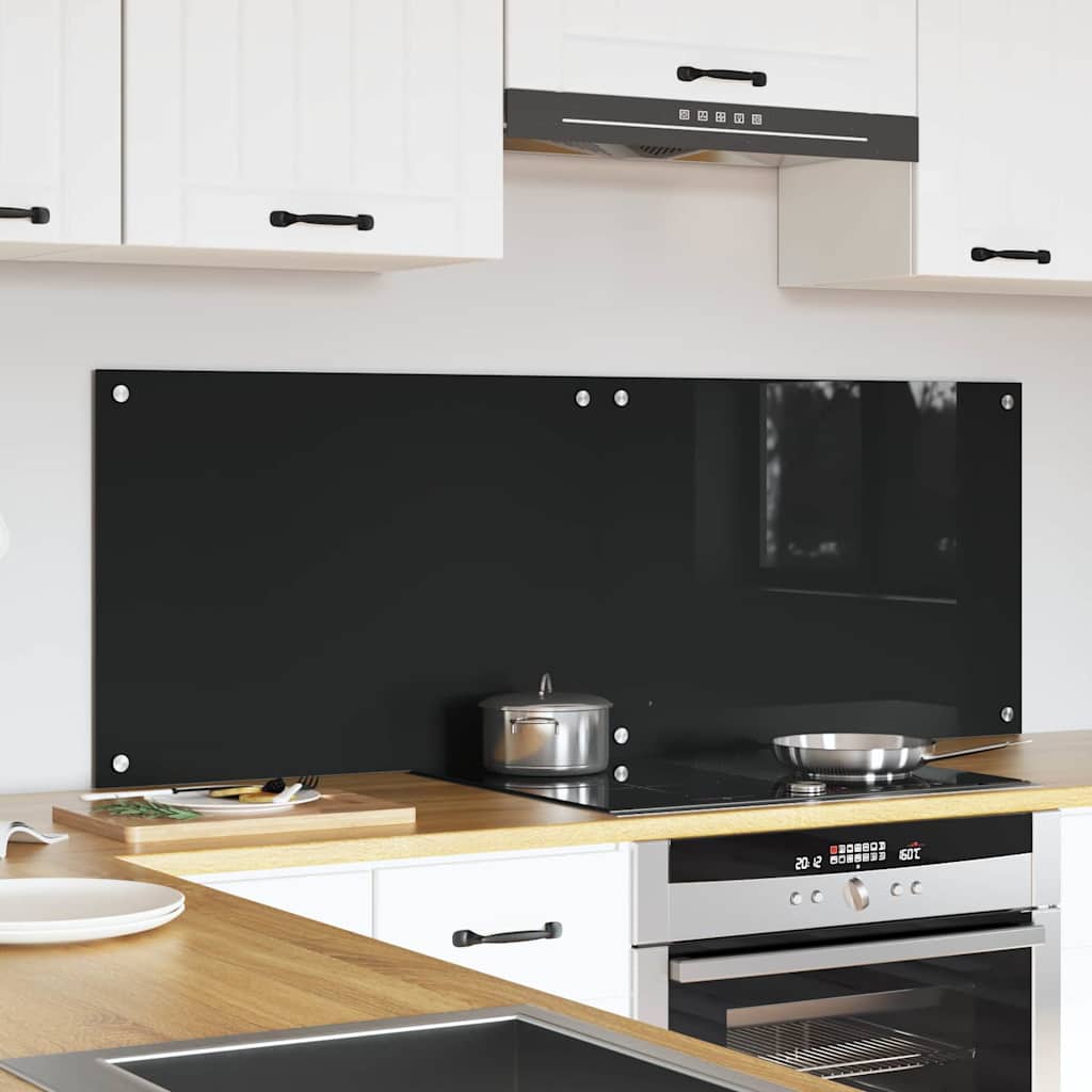 VidaXL paroi arrière de cuisine 2 pcs noir 70 x 50 cm verre trempé
