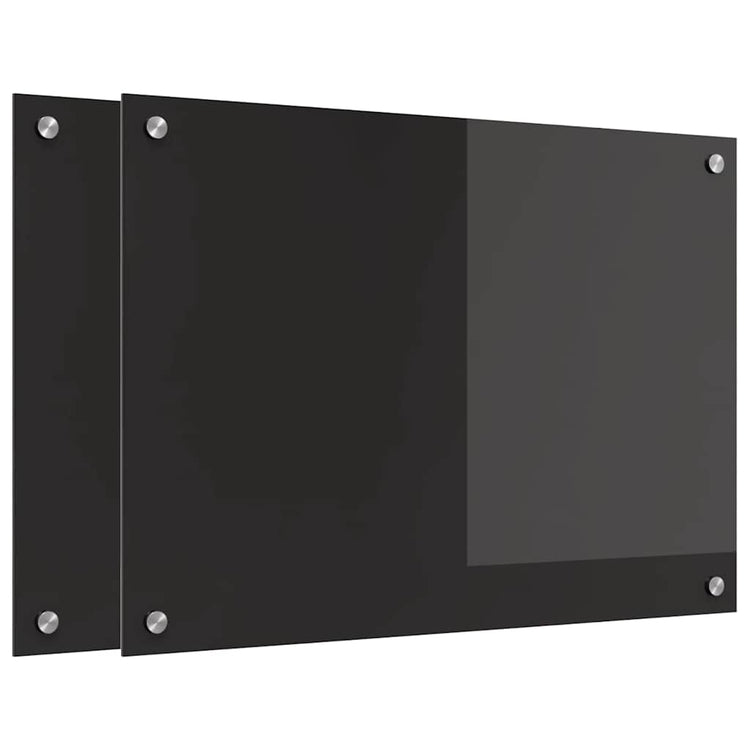 VidaXL paroi arrière de cuisine 2 pcs noir 70 x 50 cm verre trempé
