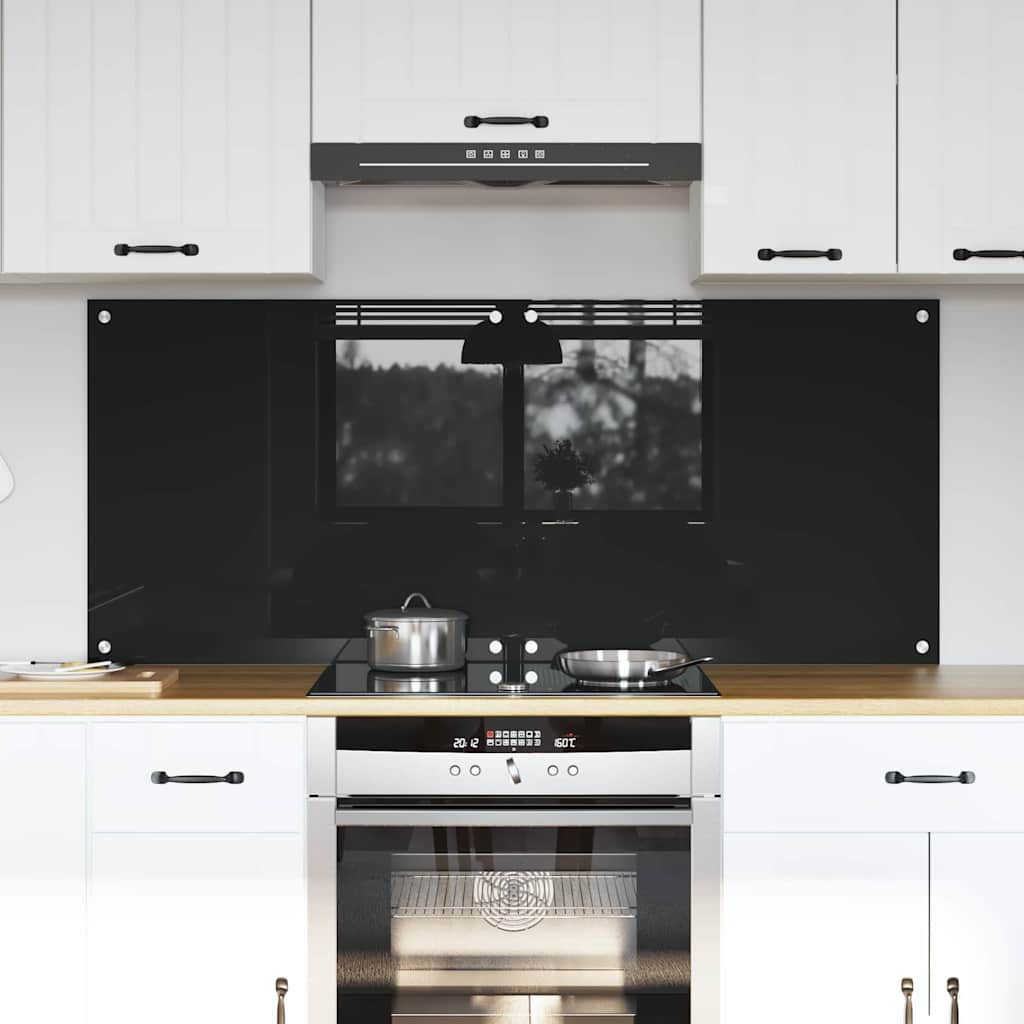 VidaXL paroi arrière de cuisine 2 pcs noir 70 x 60 cm verre trempé