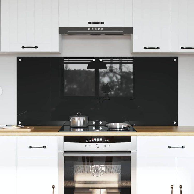 VidaXL paroi arrière de cuisine 2 pcs noir 70 x 60 cm verre trempé