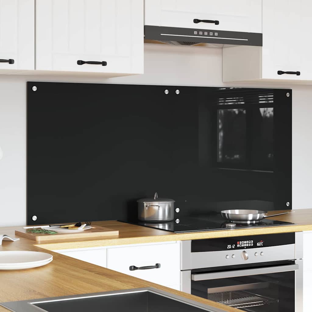 VidaXL paroi arrière de cuisine 2 pcs noir 70 x 60 cm verre trempé