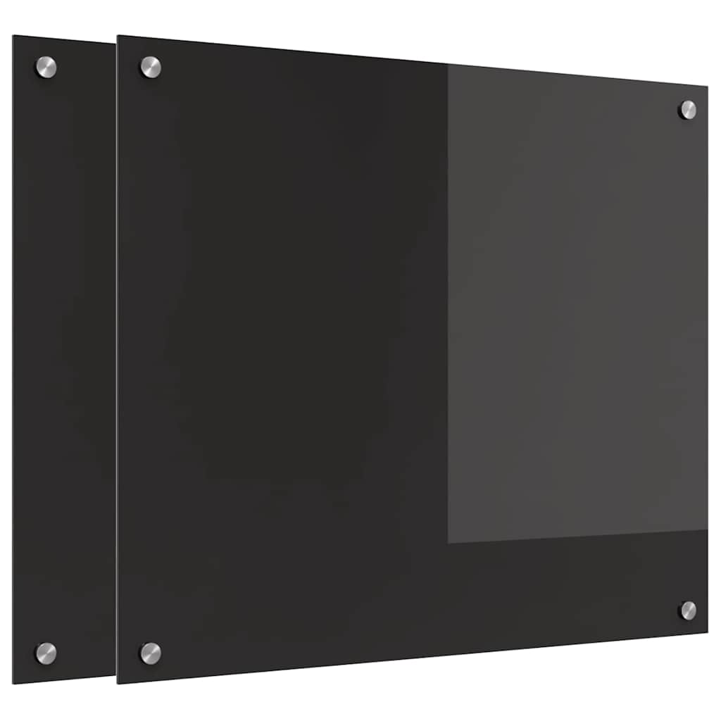 VidaXL paroi arrière de cuisine 2 pcs noir 70 x 60 cm verre trempé