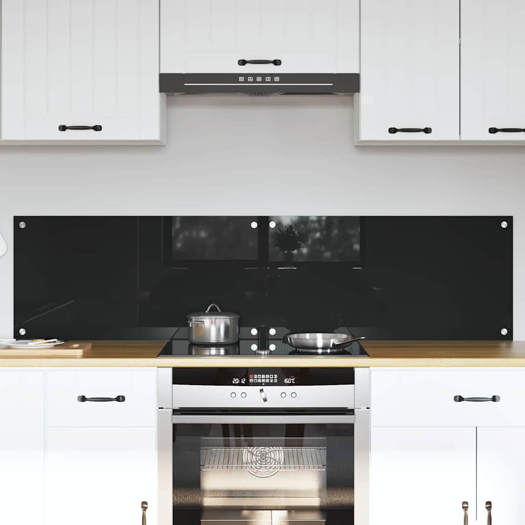 Vidaxxl paroi arrière de cuisine 2 pcs noir 80 x 40 cm verre trempé