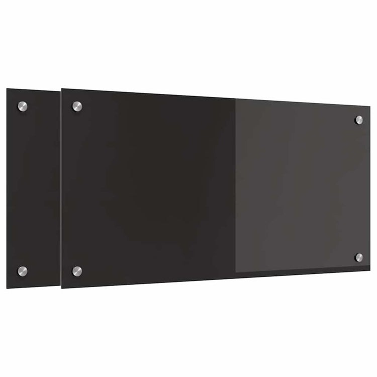 Vidaxxl paroi arrière de cuisine 2 pcs noir 80 x 40 cm verre trempé