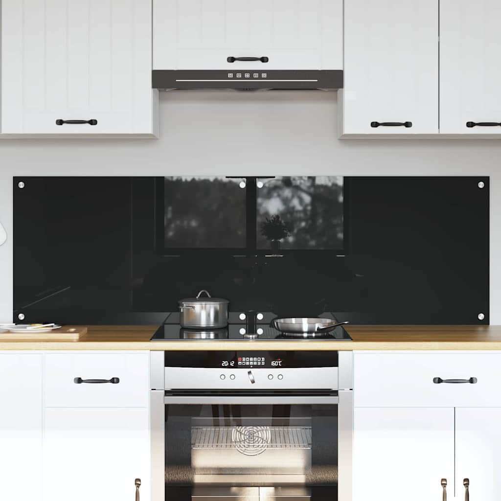 Vidaxxl paroi arrière de cuisine 2 pcs noir 80 x 50 cm verre trempé