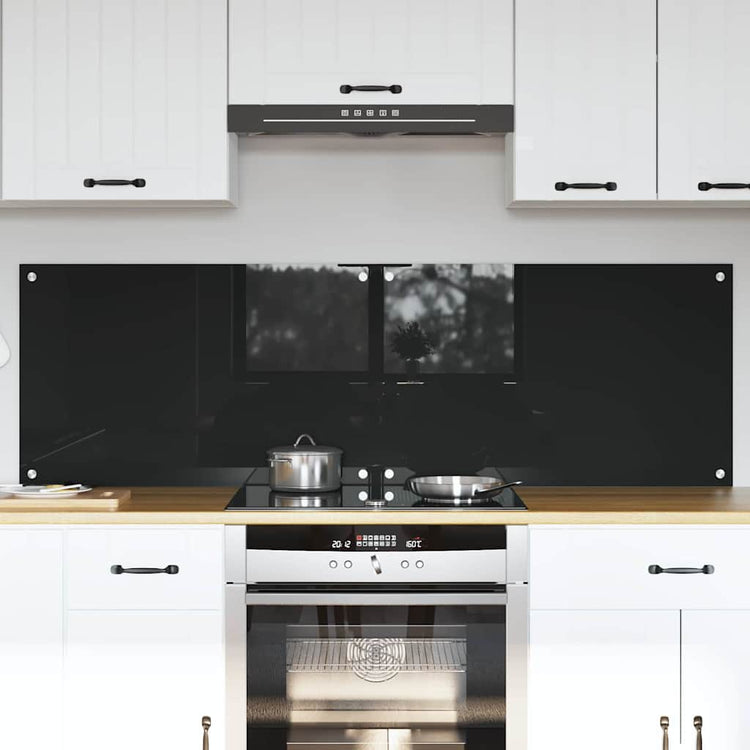 Vidaxxl paroi arrière de cuisine 2 pcs noir 80 x 50 cm verre trempé