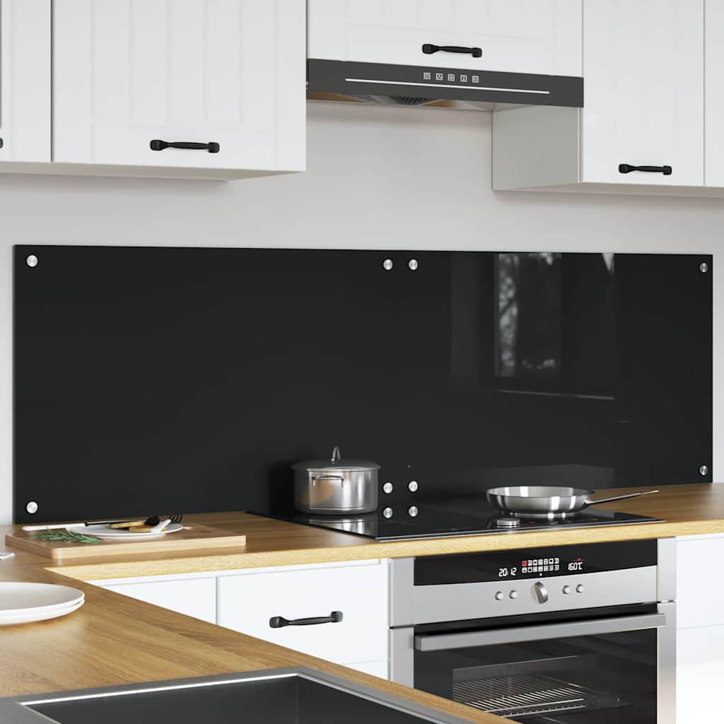 Vidaxxl paroi arrière de cuisine 2 pcs noir 80 x 50 cm verre trempé