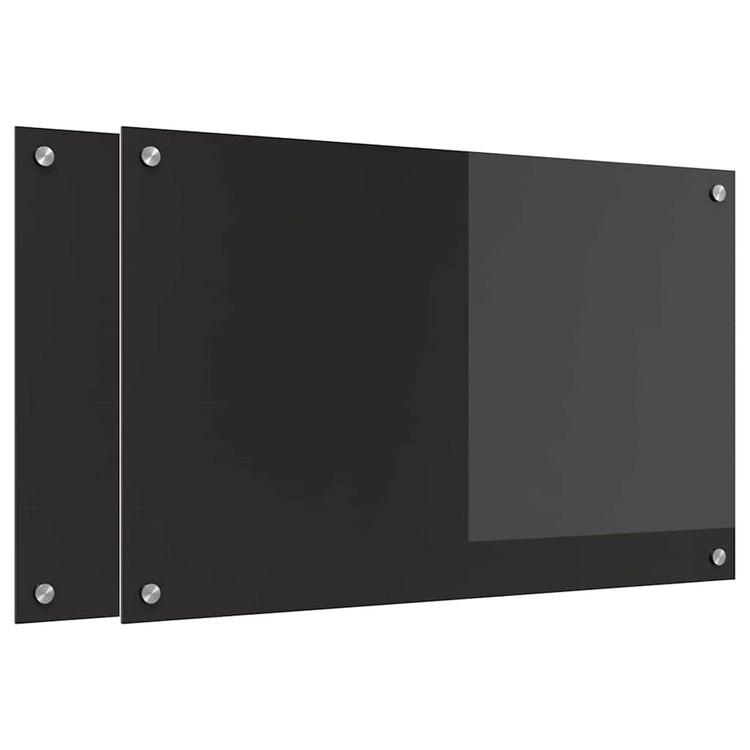 Vidaxxl paroi arrière de cuisine 2 pcs noir 80 x 50 cm verre trempé