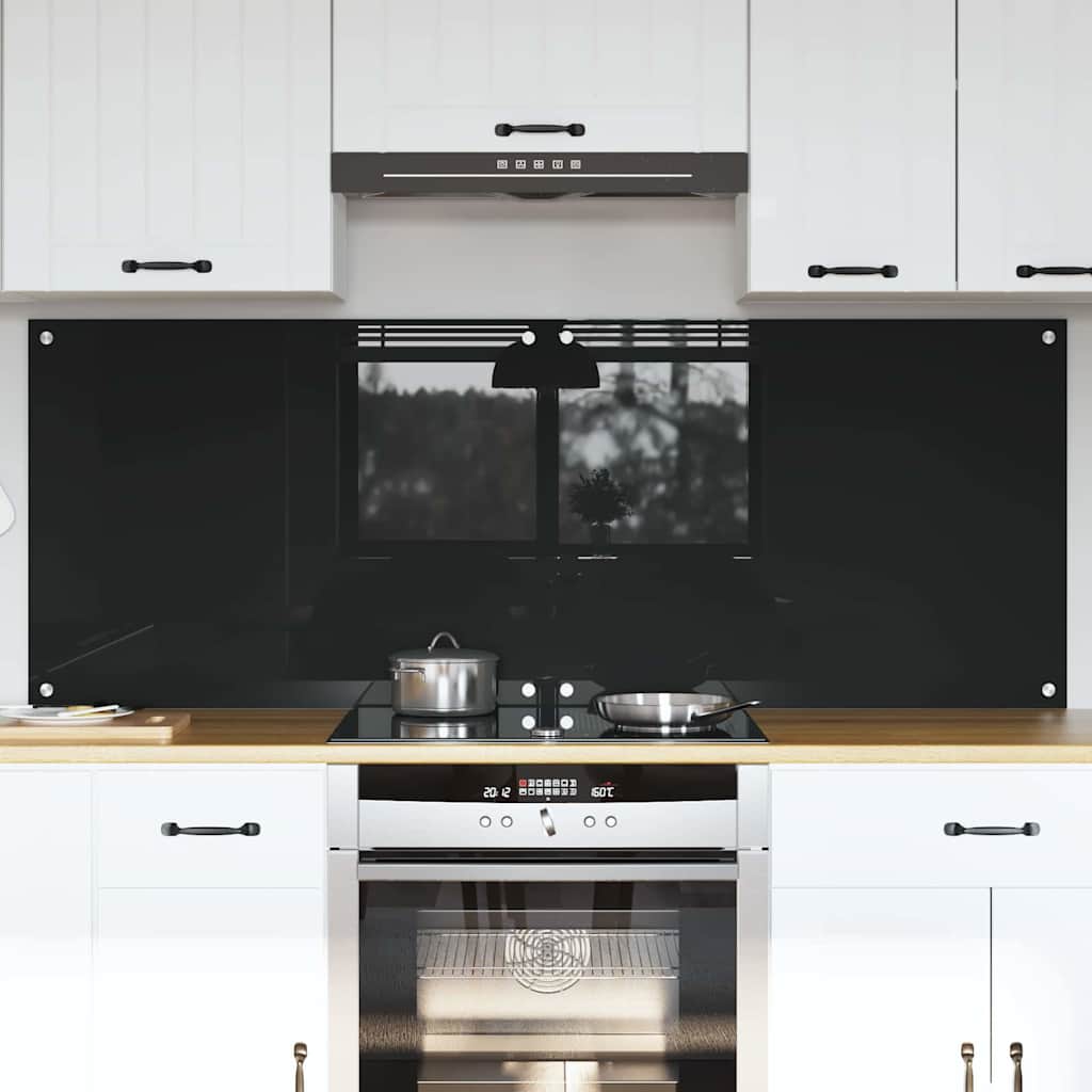 VidaXL paroi arrière de cuisine 2 pcs noir 80 x 60 cm verre trempé
