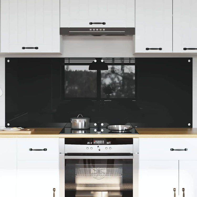 VidaXL paroi arrière de cuisine 2 pcs noir 80 x 60 cm verre trempé