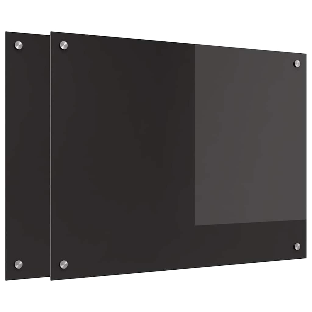 VidaXL paroi arrière de cuisine 2 pcs noir 80 x 60 cm verre trempé