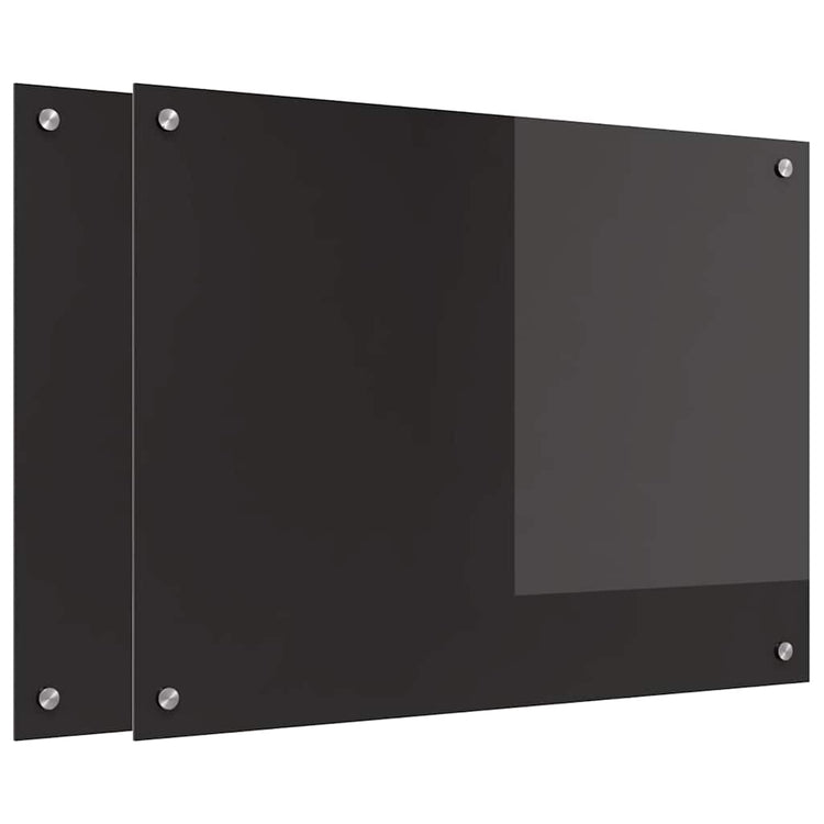 VidaXL paroi arrière de cuisine 2 pcs noir 80 x 60 cm verre trempé
