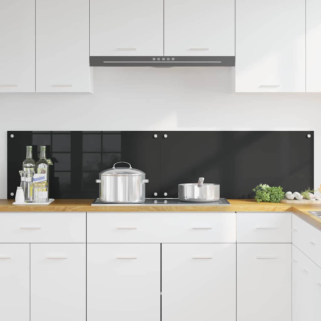 Vidaxxl paroi arrière de cuisine 2 pcs noir 90 x 40 cm verre trempé