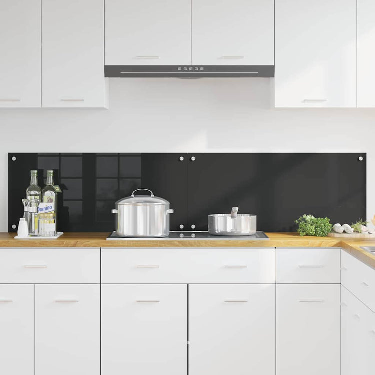 Vidaxxl paroi arrière de cuisine 2 pcs noir 90 x 40 cm verre trempé