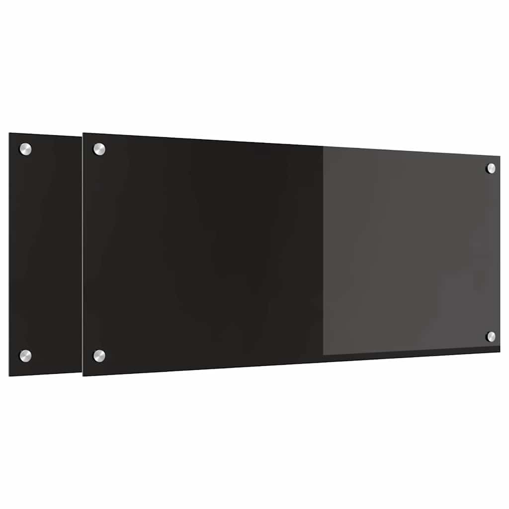 Vidaxxl paroi arrière de cuisine 2 pcs noir 90 x 40 cm verre trempé