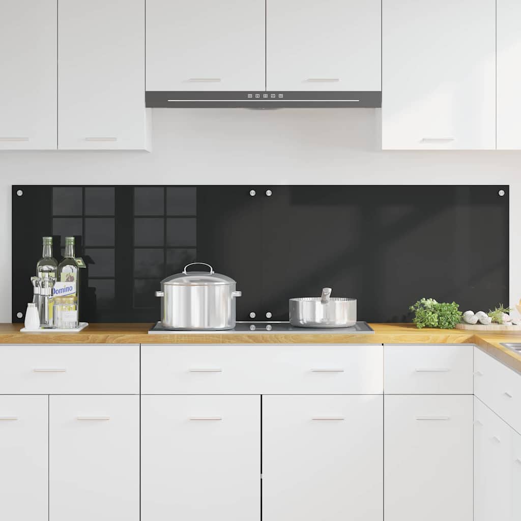 VidaXL paroi arrière de cuisine 2 pcs noir 90 x 50 cm verre trempé