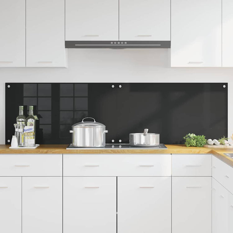 VidaXL paroi arrière de cuisine 2 pcs noir 90 x 50 cm verre trempé