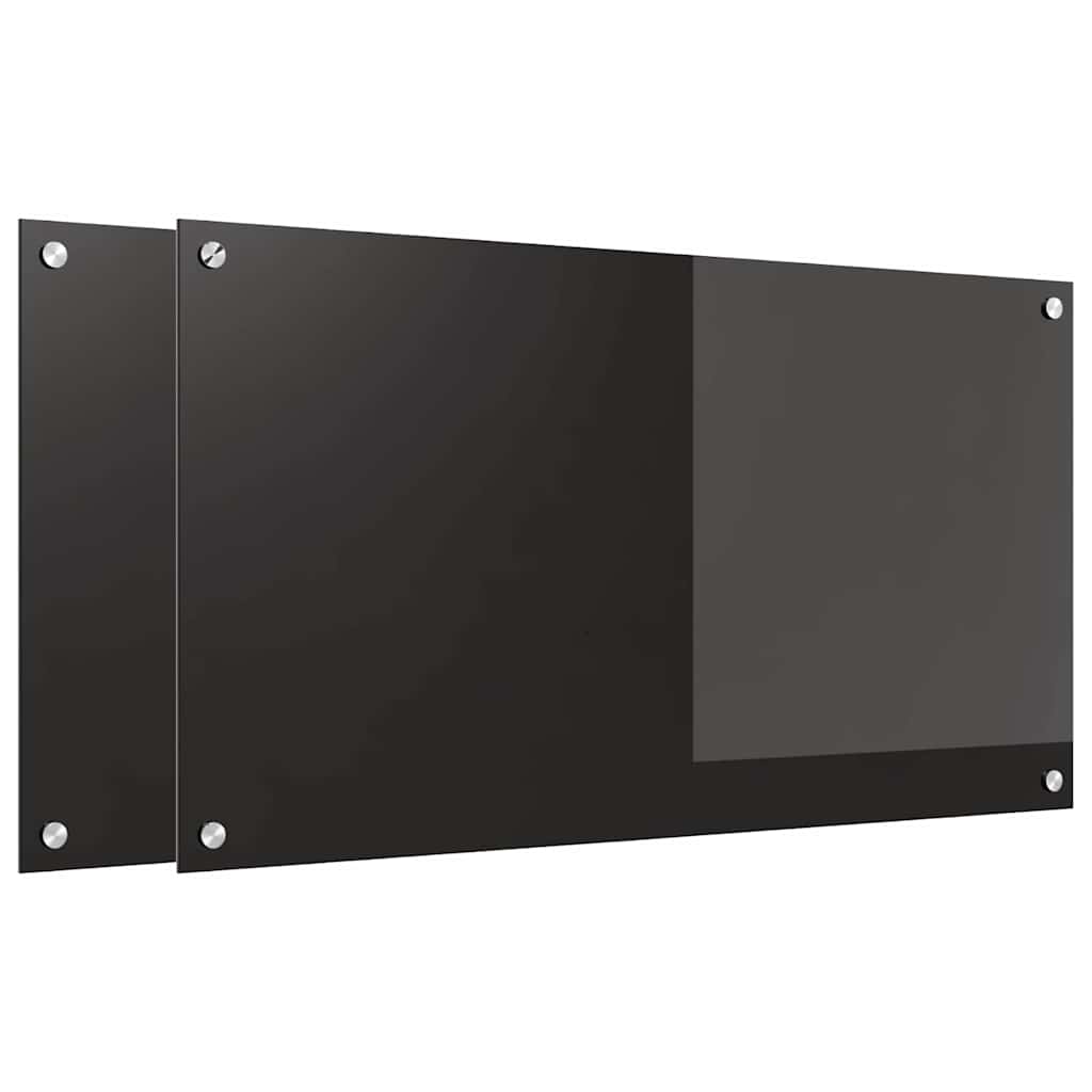 VidaXL paroi arrière de cuisine 2 pcs noir 90 x 50 cm verre trempé