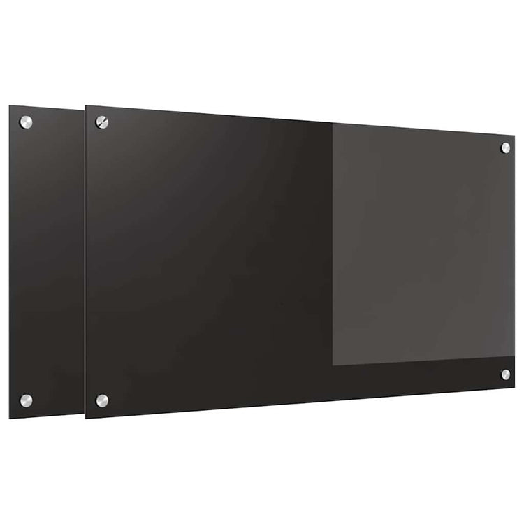 VidaXL paroi arrière de cuisine 2 pcs noir 90 x 50 cm verre trempé