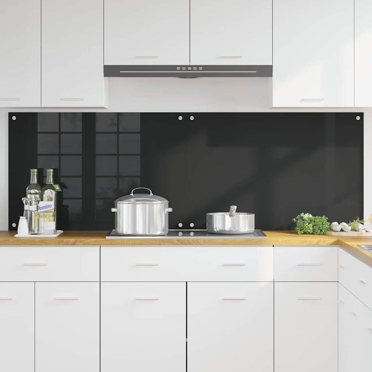 VidaXL paroi arrière de cuisine 2 pcs noir 90 x 60 cm verre trempé