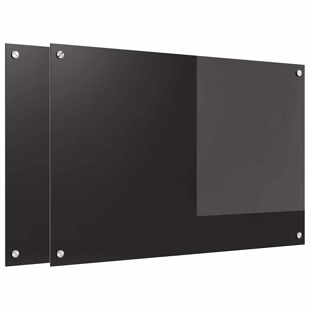 VidaXL paroi arrière de cuisine 2 pcs noir 90 x 60 cm verre trempé