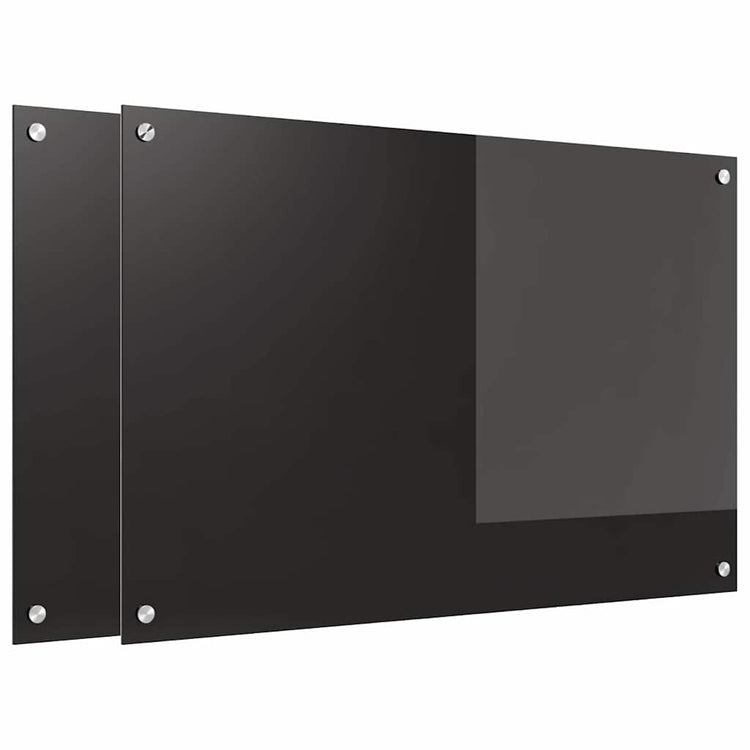 VidaXL paroi arrière de cuisine 2 pcs noir 90 x 60 cm verre trempé