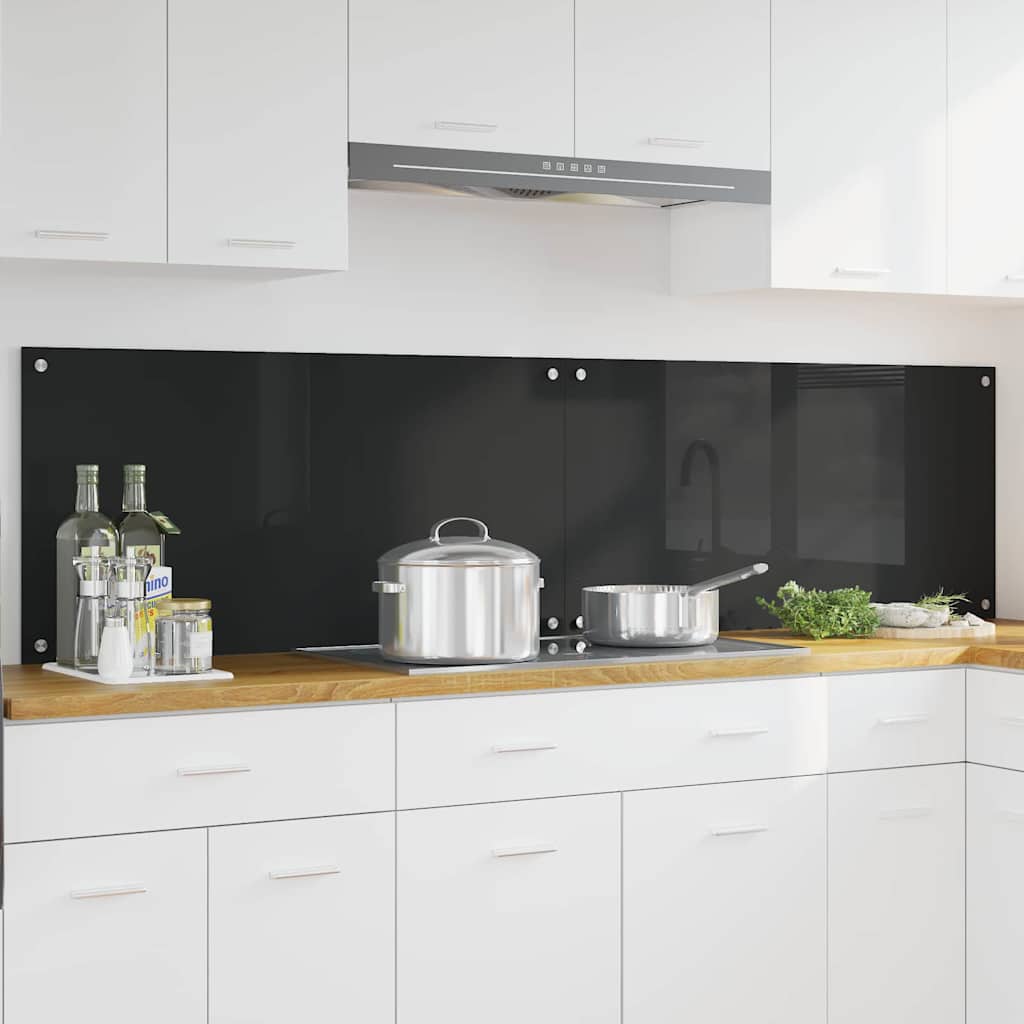 Vidaxxl paroi arrière de cuisine 2 pcs noir 100 x 50 cm verre trempé