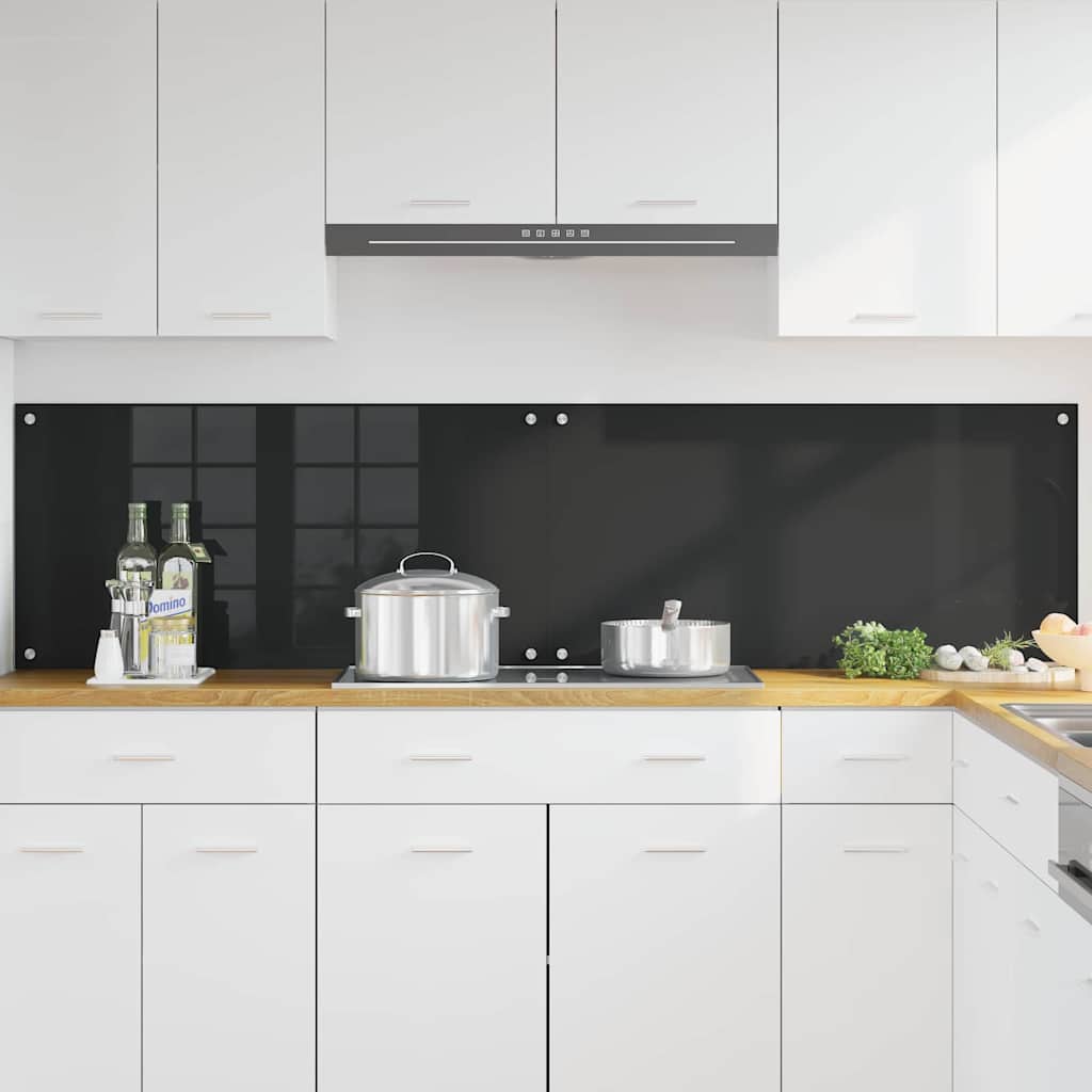 Vidaxxl paroi arrière de cuisine 2 pcs noir 100 x 50 cm verre trempé