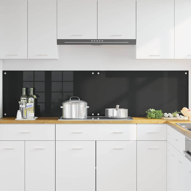 Vidaxxl paroi arrière de cuisine 2 pcs noir 100 x 50 cm verre trempé