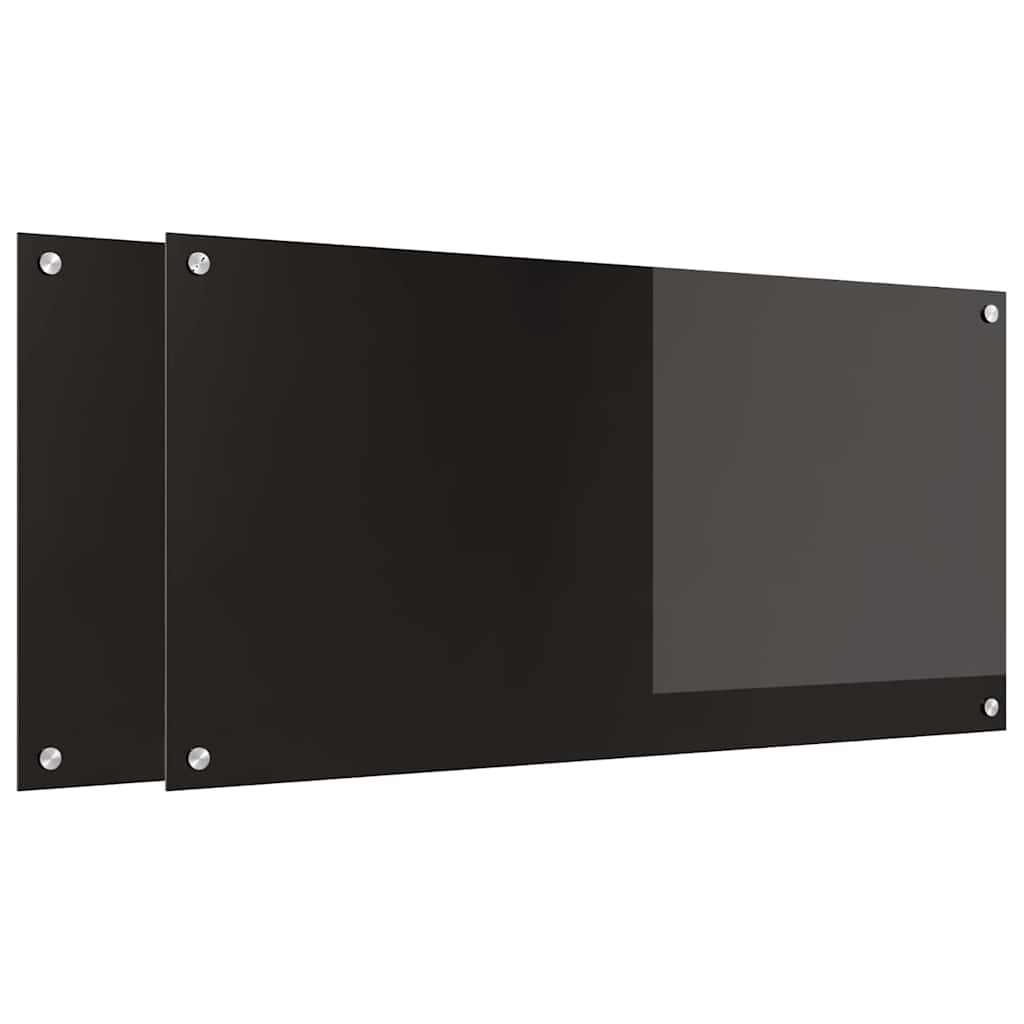 Vidaxxl paroi arrière de cuisine 2 pcs noir 100 x 50 cm verre trempé