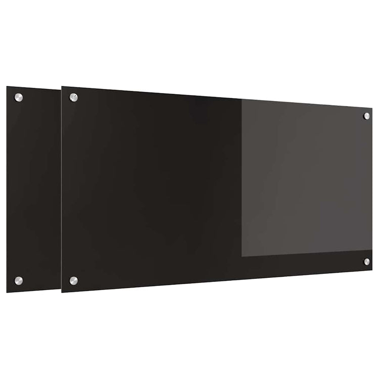 Vidaxxl paroi arrière de cuisine 2 pcs noir 100 x 50 cm verre trempé