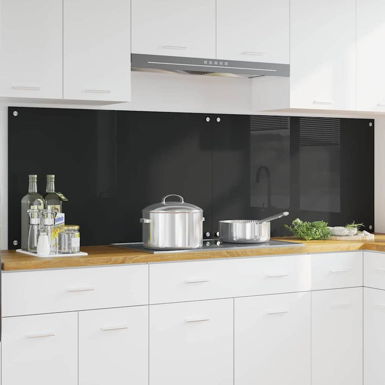 VidaXL paroi arrière de cuisine 2 pcs noir 100 x 60 cm verre trempé