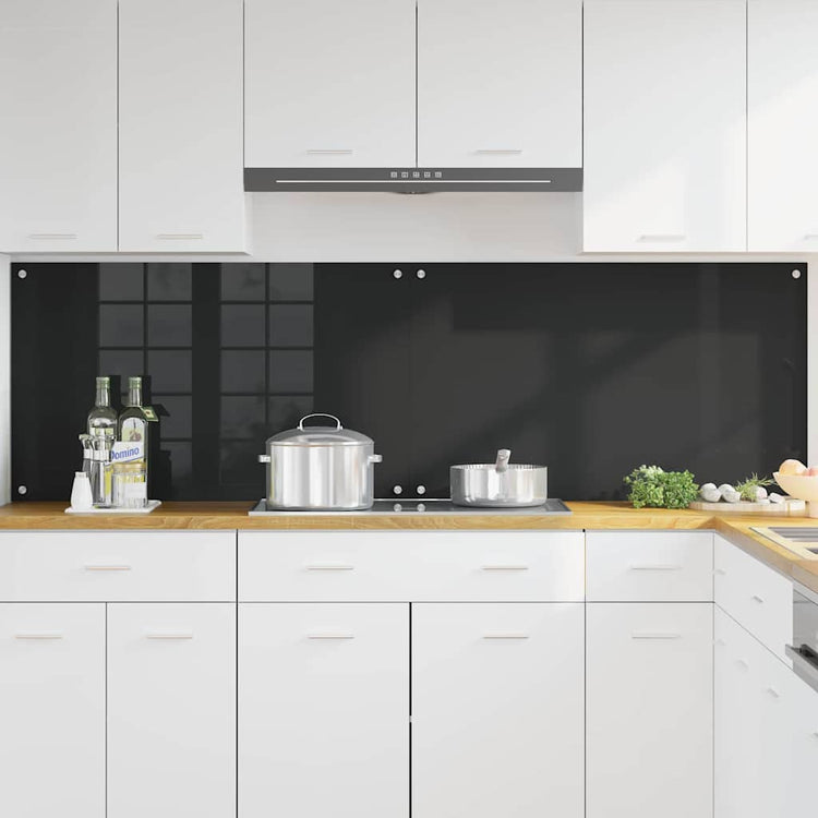 VidaXL paroi arrière de cuisine 2 pcs noir 100 x 60 cm verre trempé
