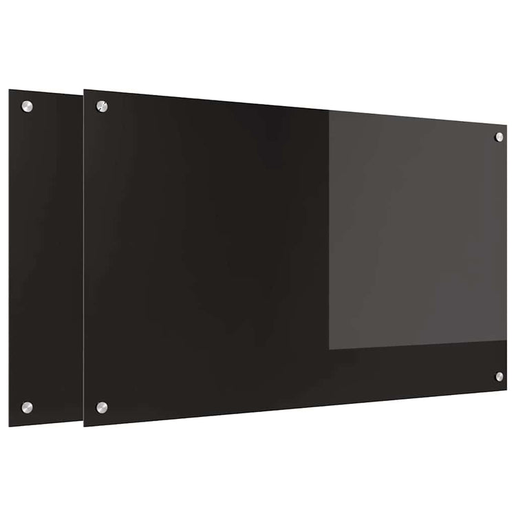 VidaXL paroi arrière de cuisine 2 pcs noir 100 x 60 cm verre trempé
