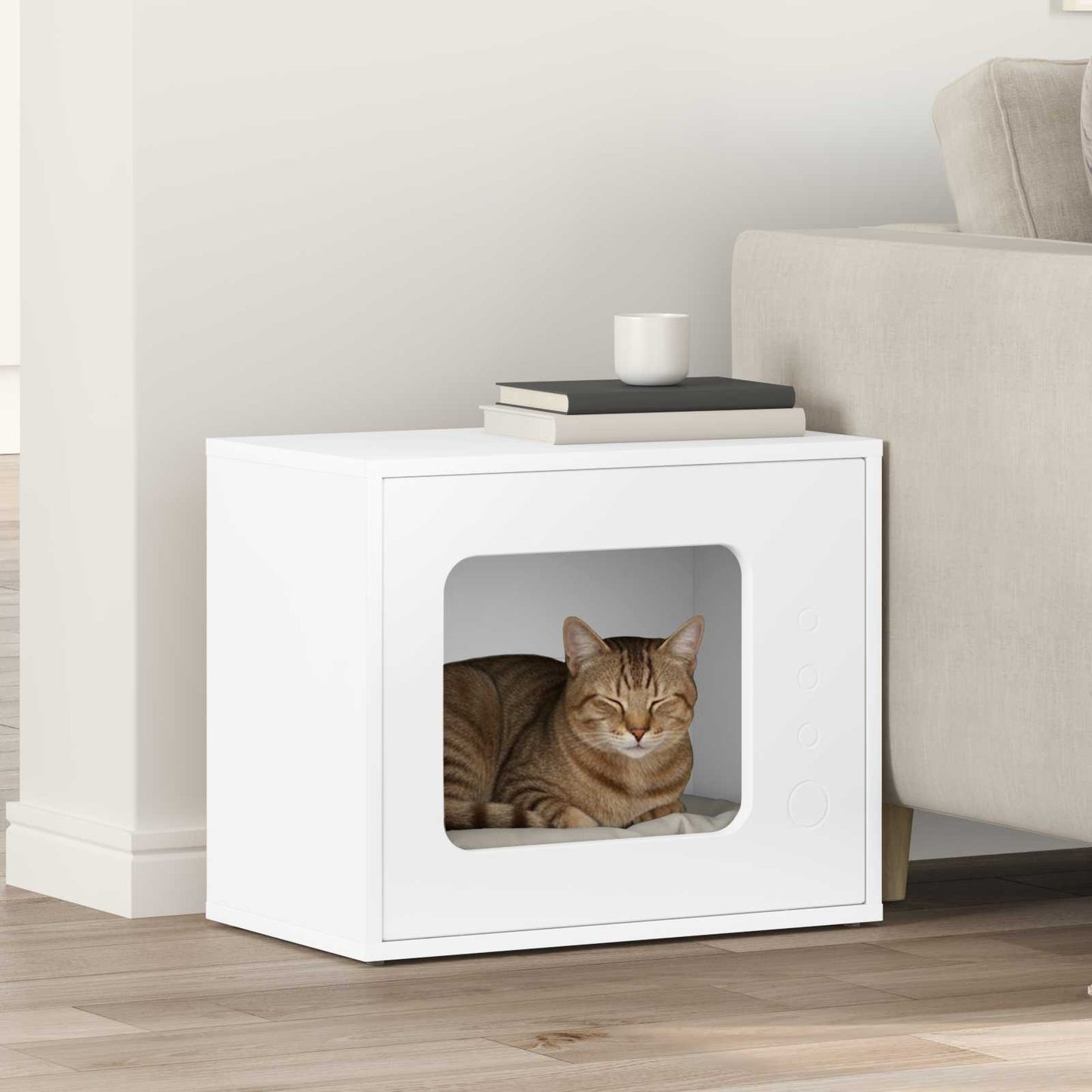 Vidaxx maison pour chat blanc 51 x 30 x 42 cm bois d'ingénierie