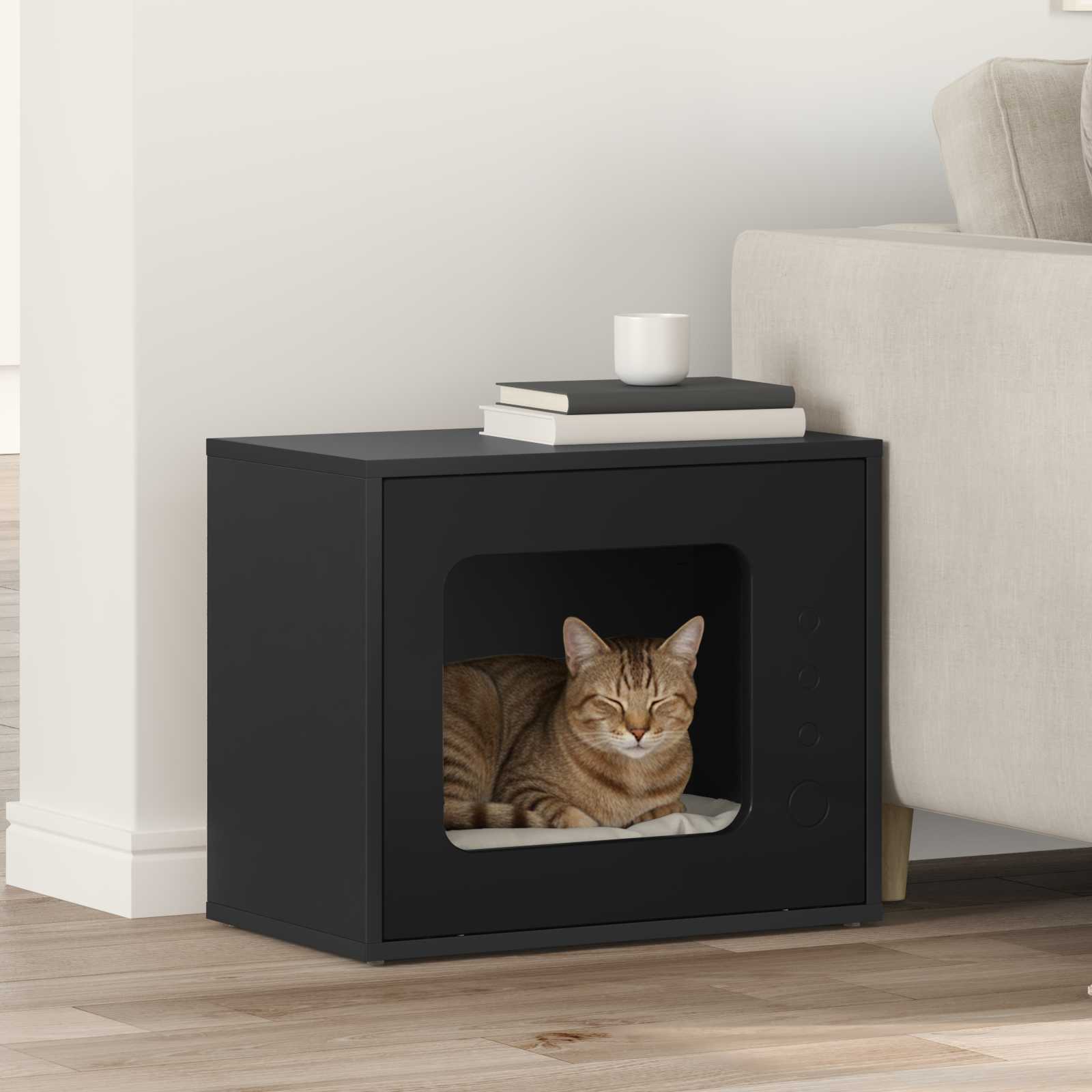 Vidaxxl maison pour chat noir 51 x 30 x 42,5 cm en bois travaillé