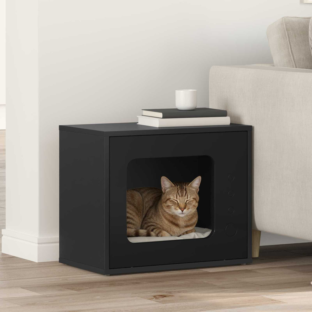 Vidaxxl maison pour chat noir 51 x 30 x 42,5 cm en bois travaillé
