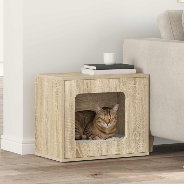 Vidaxl maison pour chat sonoma 51 x 30 x 42,5 cm bois travaillé