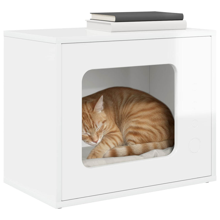 Vidaxxl maison pour chat blanc brillant 51 x 30 x 42,5 cm bois fini