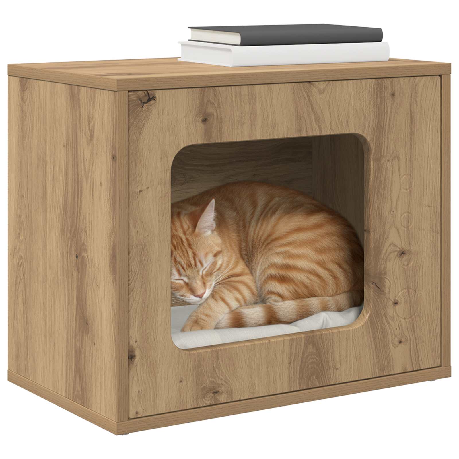 Vidaxxl maison pour chat chêne fabriqué à la main 51 x 30 x 42,5 cm bois d'ingénierie