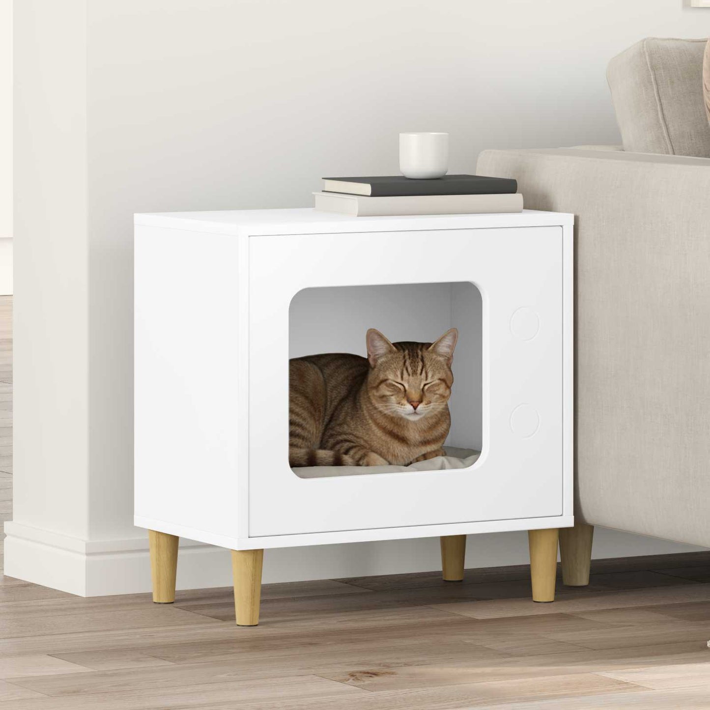 Vidaxx maison pour chat blanc 51 x 30 x 52 cm bois d'ingénierie