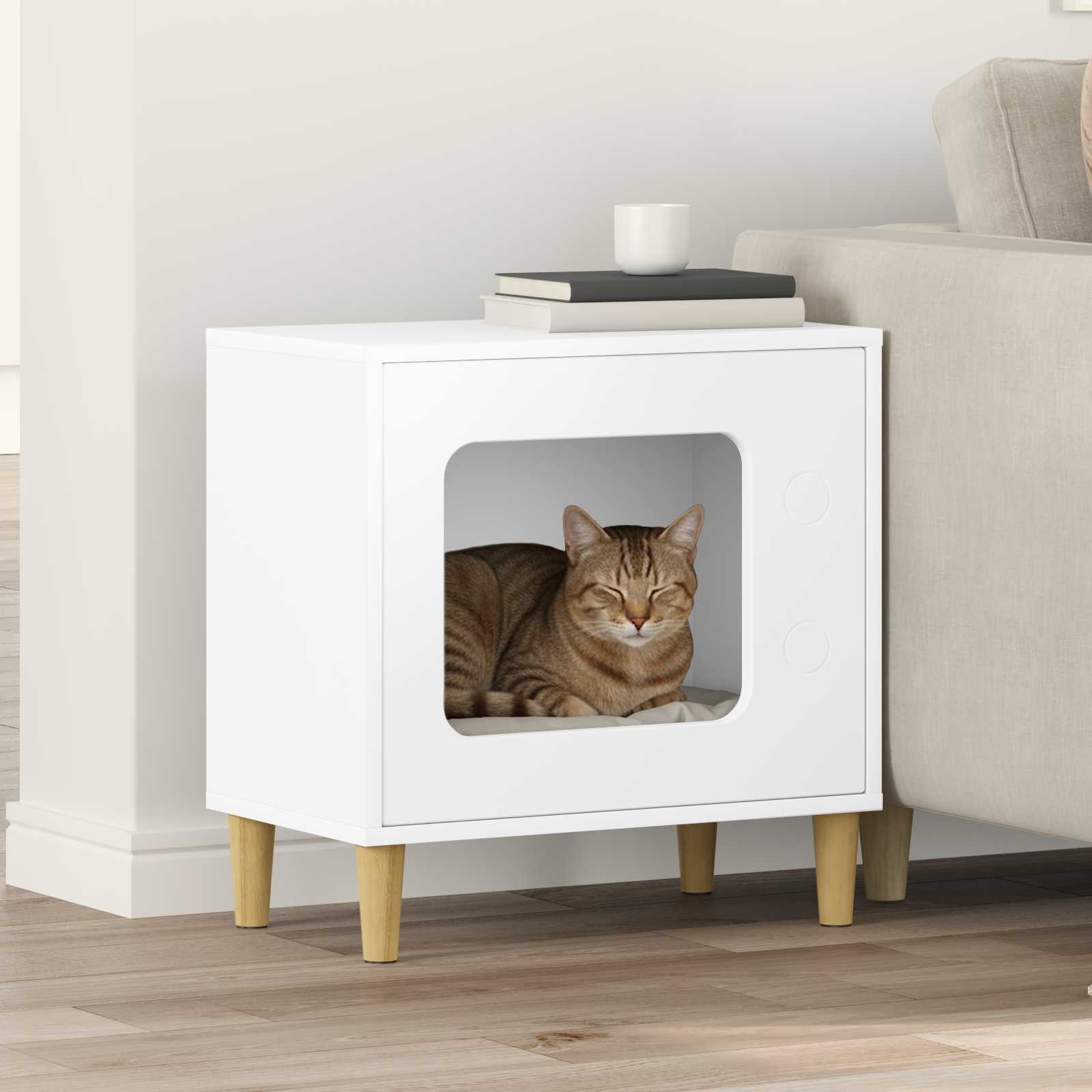 Vidaxx maison pour chat blanc 51 x 30 x 52 cm bois d'ingénierie