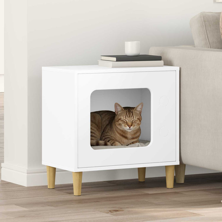 Vidaxx maison pour chat blanc 51 x 30 x 52 cm bois d'ingénierie