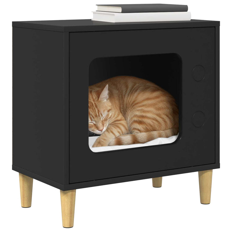 Vidaxxl maison pour chat noir 51 x 30 x 52 cm en bois travaillé