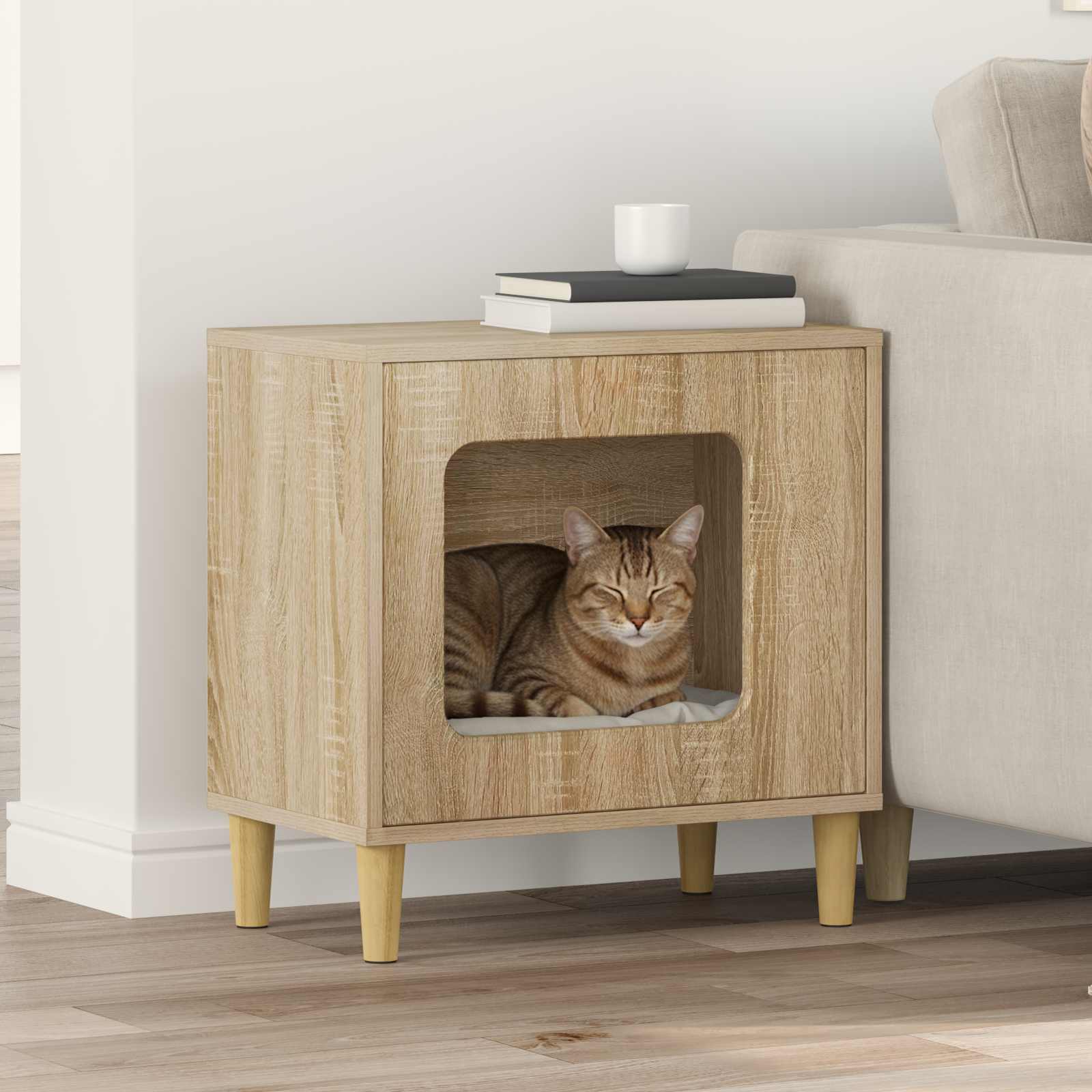 Vidaxl maison pour chat sonoma 51 x 30 x 52 cm bois travaillé
